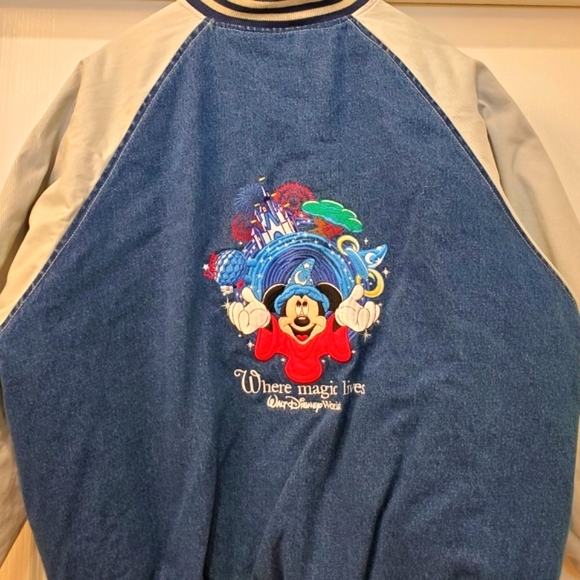 Disney Other - Disney University / Bomber Jacket, Blue Denim, Light Gray, Unisex XL - EUC